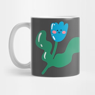 Kawaii blue tulip smiling Mug